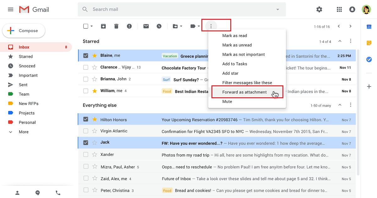 تحديث جيميل يتيح لك إرسال رسائل البريد الإلكتروني كمرفقات